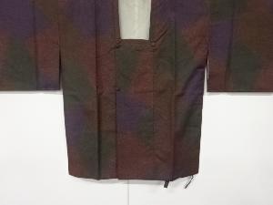 未使用品　切り嵌め風抽象模様本場大島紬道行コート（染）